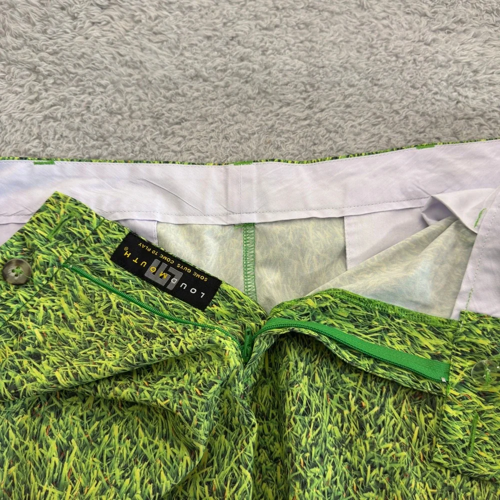 Loudmouth‎ Golf Mens Green Grass Print Performance Shorts Size 38 Golfwear